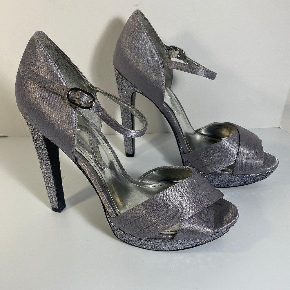 Nina Satin & Glitter D’Orsay Stiletto Platform Heel